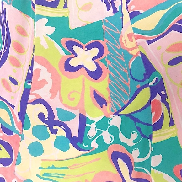 VINTAGE Y2K Multicolor Psychedelic Postmodern Print Rayon Mini Slip Dress - Picture 5 of 7